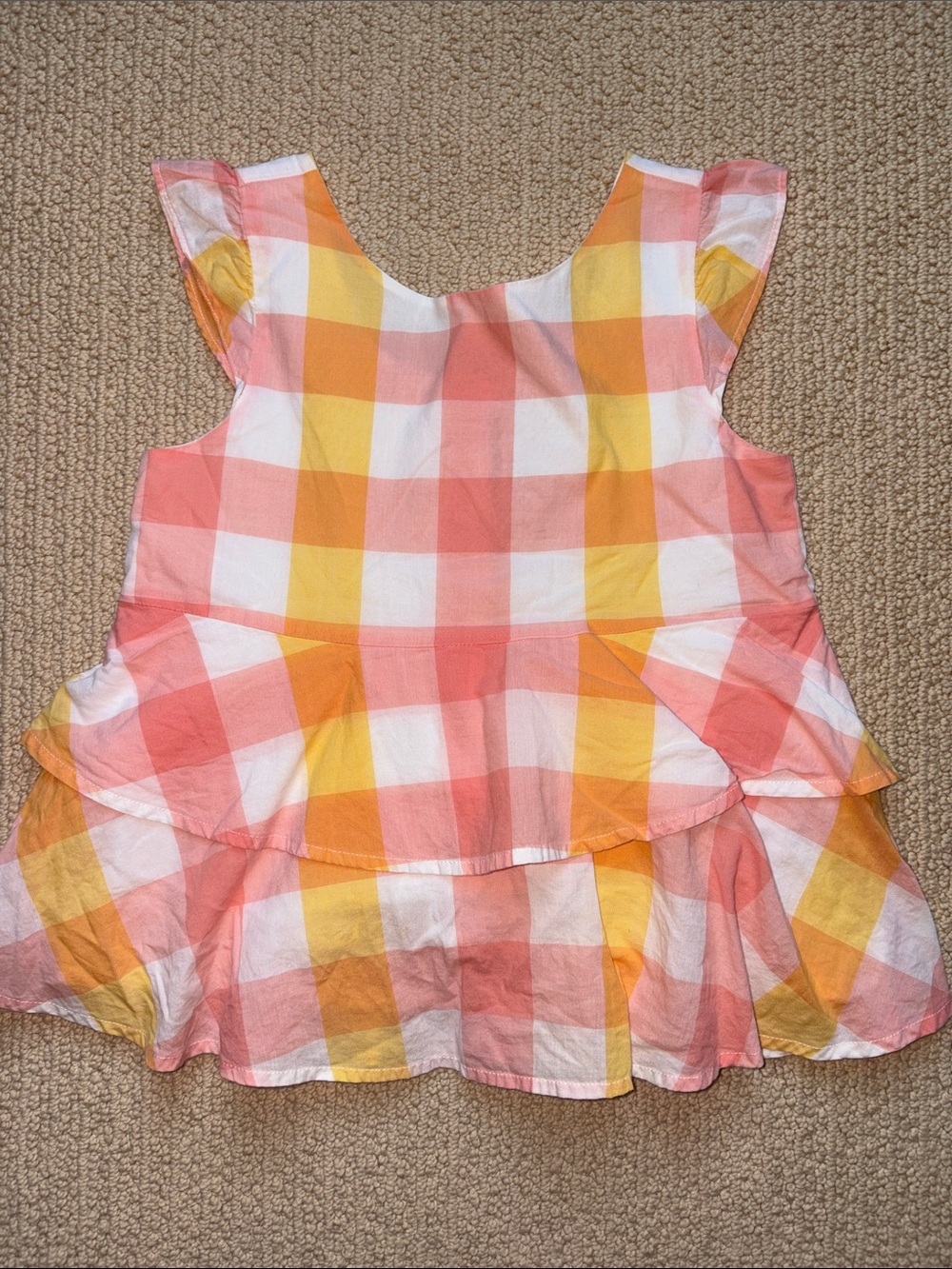 Janie and Jack Peach Paradise Check Ruffle Tank 8